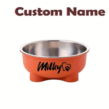 Customizable Plastic Pet Bowl with Personalized Name, Suitable for Dogs and Cats, Detachable Stainless Steel Design for Easy Cleaning, Perfect Pet Keepsake Gift