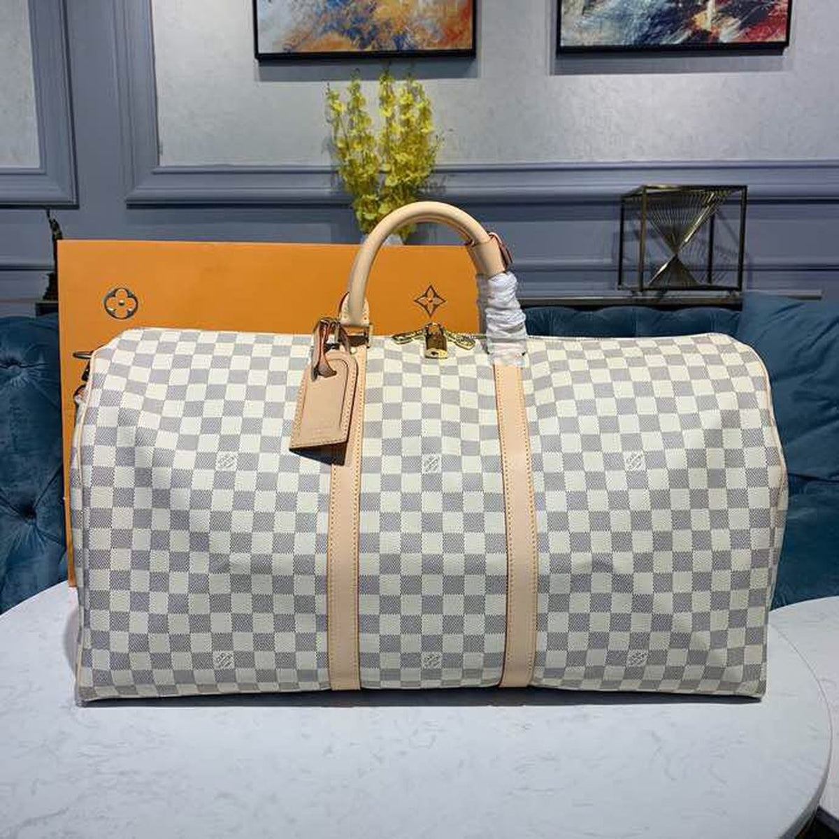 Louis Vuitton Keepall Bandoulire 55cm Damier Azur Canvas Spring/Summer Collection N41429 Azur – product image 1