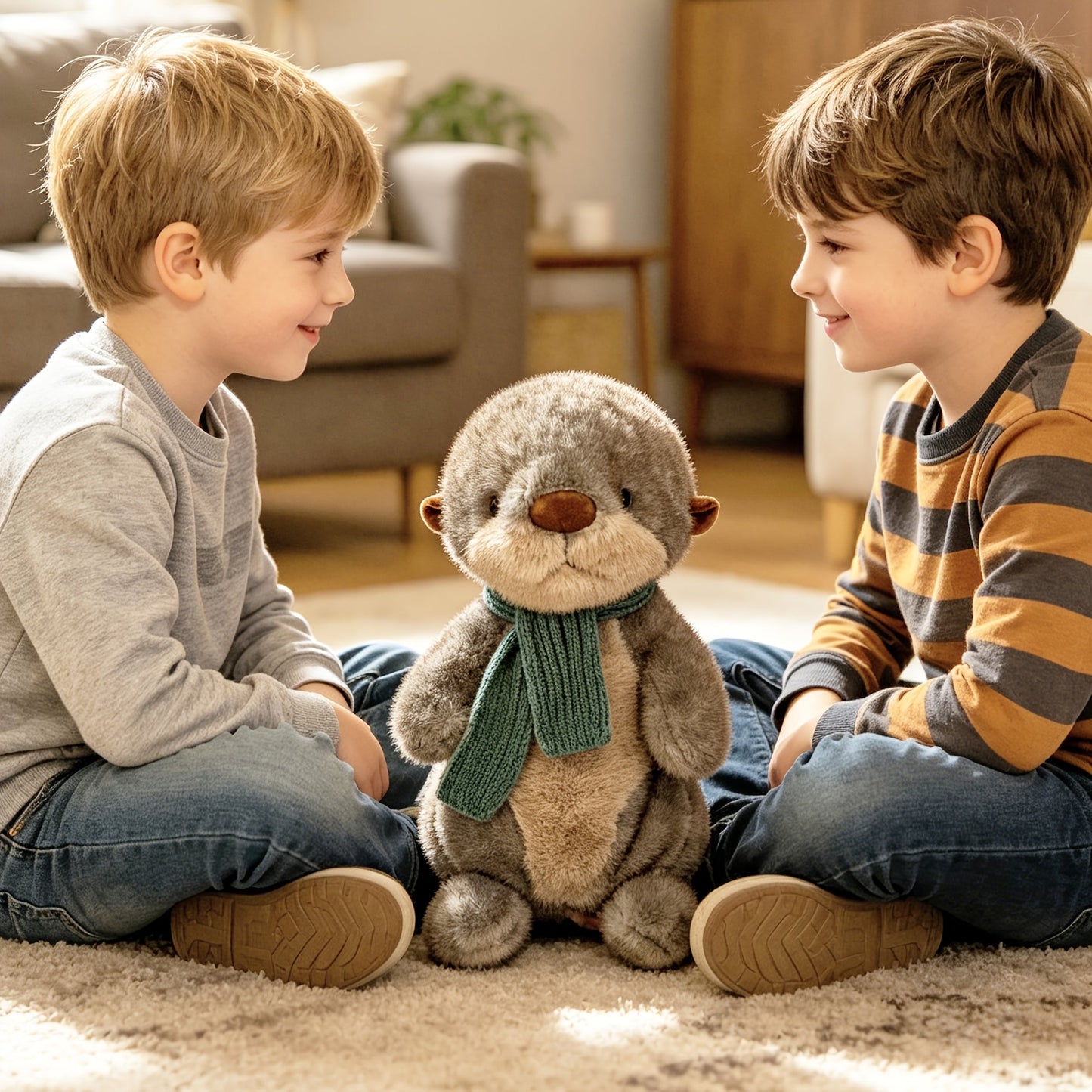 Large Weighted Sea Otter Plush – Soft Scarf Cuddle Toy