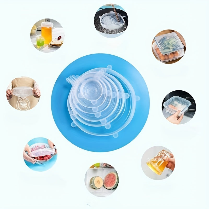 6-Piece Silicone Stretch Lids – Reusable Food Storage Covers