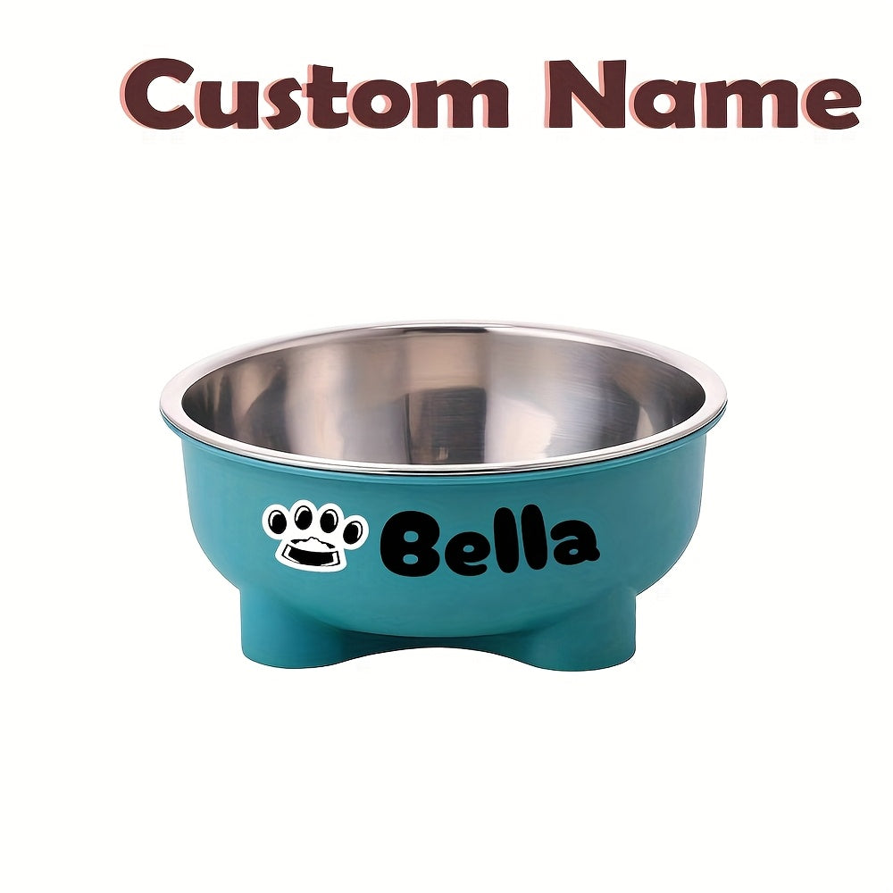 Customizable Plastic Pet Bowl with Personalized Name, Suitable for Dogs and Cats, Detachable Stainless Steel Design for Easy Cleaning, Perfect Pet Keepsake Gift