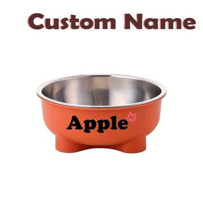 Customizable Plastic Pet Bowl with Personalized Name, Suitable for Dogs and Cats, Detachable Stainless Steel Design for Easy Cleaning, Perfect Pet Keepsake Gift