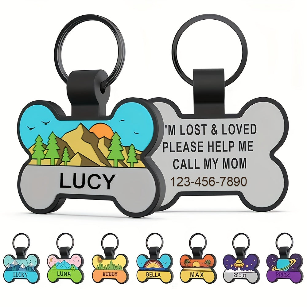 Personalized Silicone Bone-Shaped Pet ID Tag – Silent Engraved Design