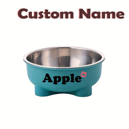 Customizable Plastic Pet Bowl with Personalized Name, Suitable for Dogs and Cats, Detachable Stainless Steel Design for Easy Cleaning, Perfect Pet Keepsake Gift