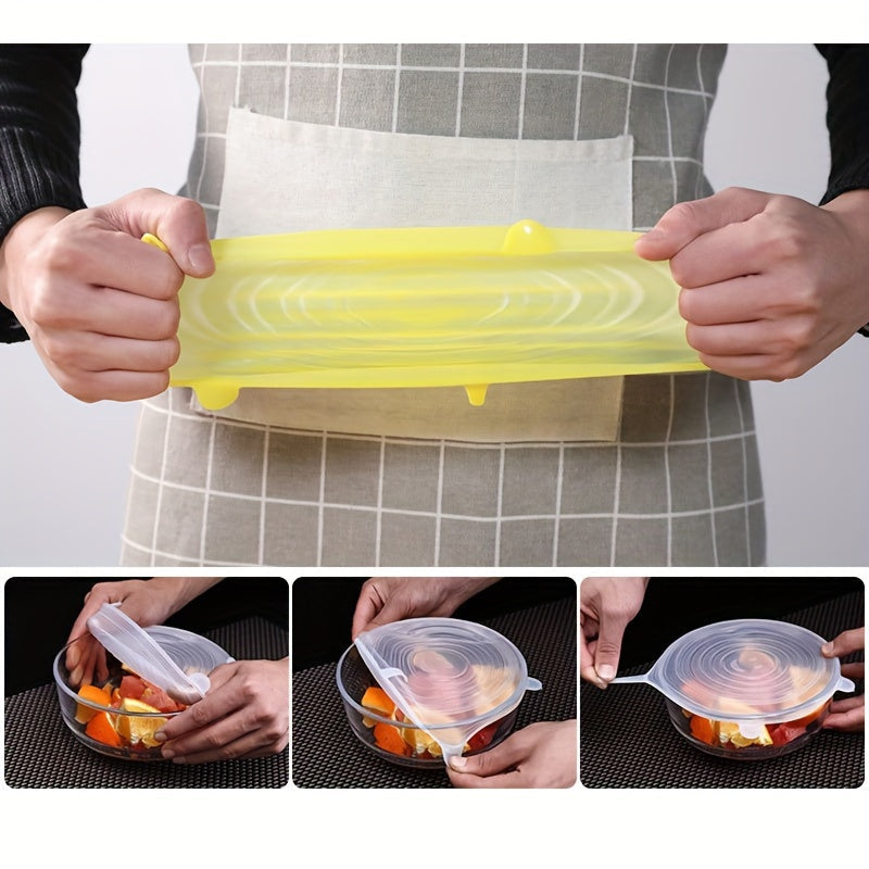 6-Piece Silicone Stretch Lids – Reusable Food Storage Covers