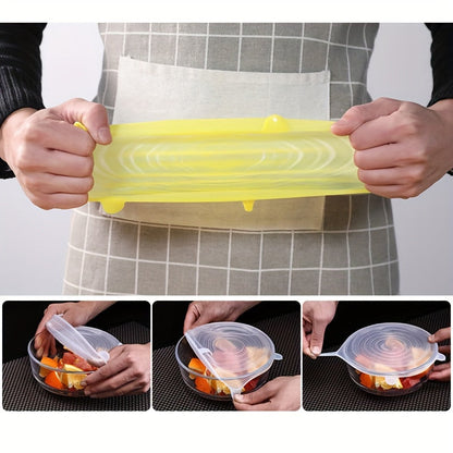 6-Piece Silicone Stretch Lids – Reusable Food Storage Covers