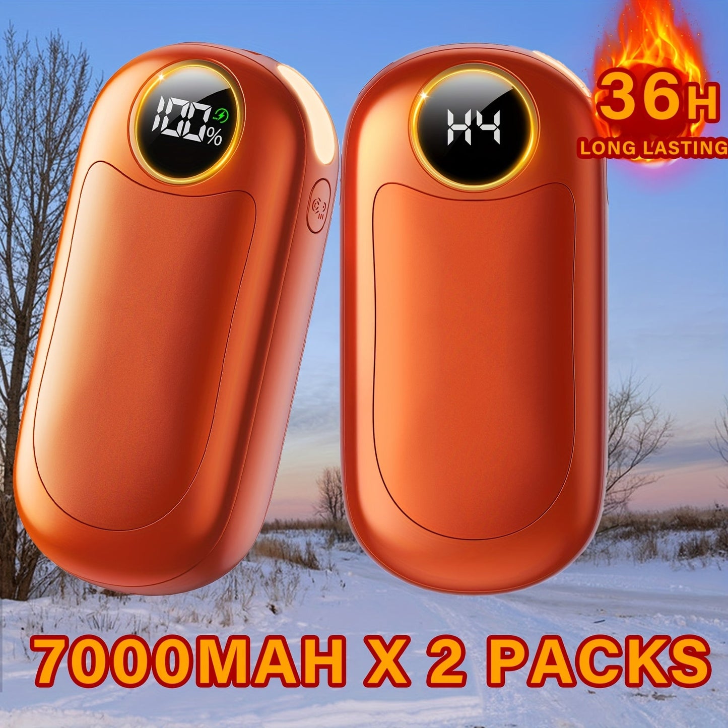 Rechargeable Hand Warmers 2-Pack – 4 Heat Levels, Power Bank & LED