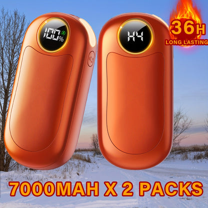 Rechargeable Hand Warmers 2-Pack – 4 Heat Levels, Power Bank & LED