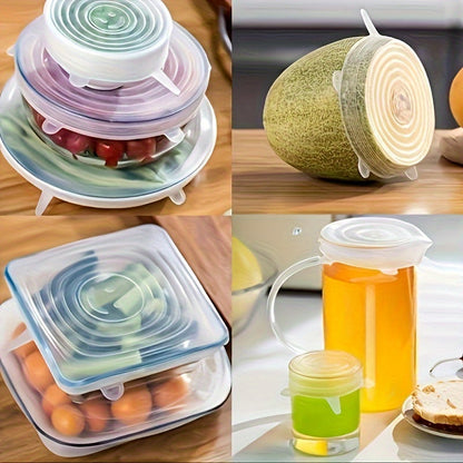 6-Piece Reusable Silicone Stretch Lids – Multi-Size Food Covers