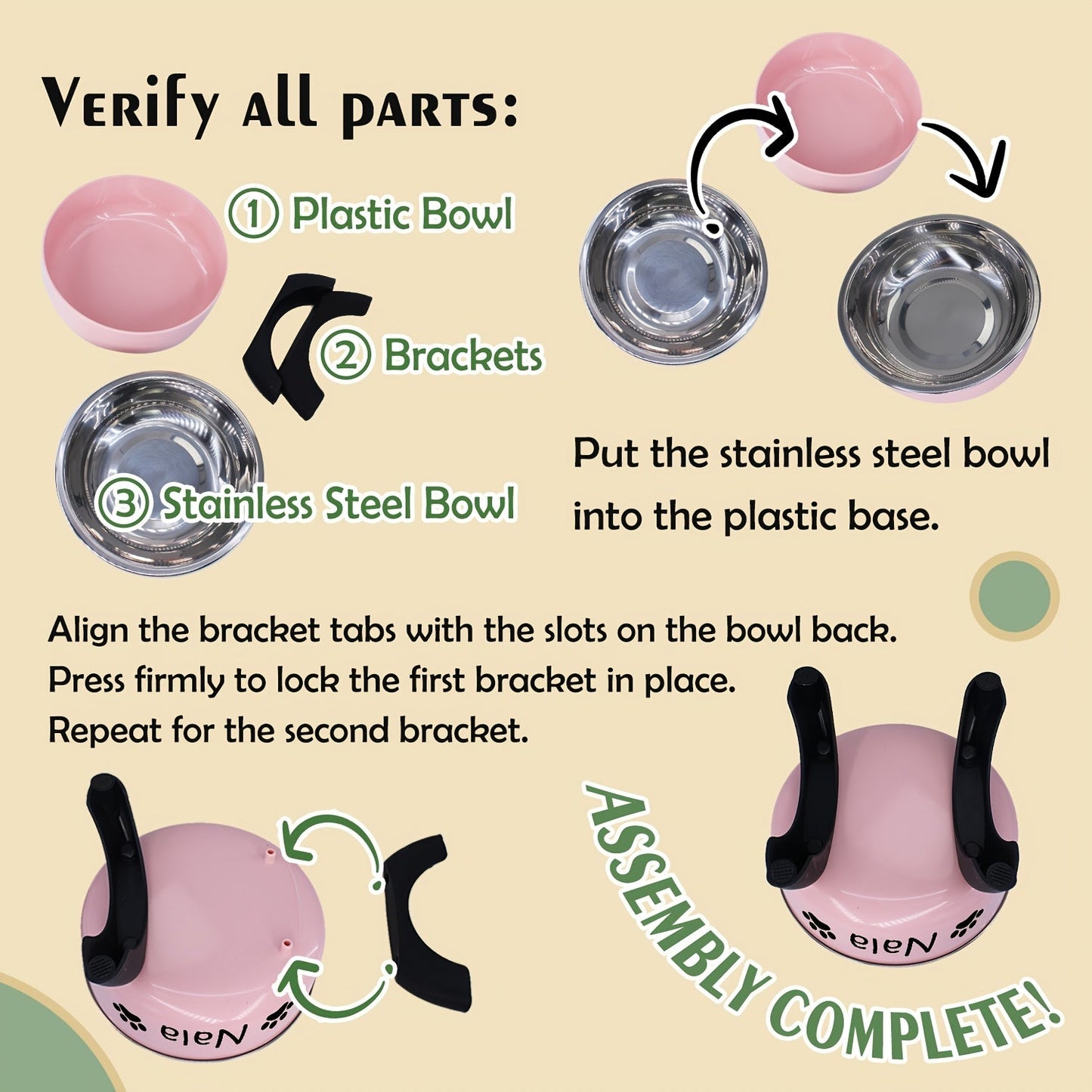 Personalized Elevated Stainless Steel Pet Bowl – Anti-Slip Feeding Bowl
