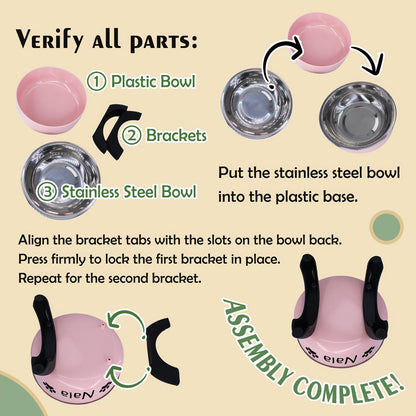 Personalized Elevated Stainless Steel Pet Bowl – Anti-Slip Feeding Bowl