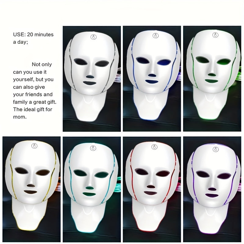 Christmas Deal, 7-Color Facial Mask Device, Beauty and Skincare Facial Equipment, Facial Skincare Tool, Face and Neck Care Mask Device, USB Charging Port, Valentine's Day and Other Holidays, Halloween and Christmas Promotion