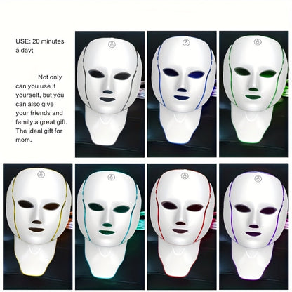 Christmas Deal, 7-Color Facial Mask Device, Beauty and Skincare Facial Equipment, Facial Skincare Tool, Face and Neck Care Mask Device, USB Charging Port, Valentine's Day and Other Holidays, Halloween and Christmas Promotion