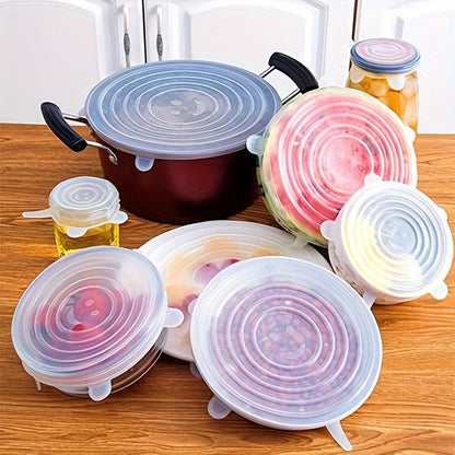 6-Piece Silicone Stretch Lids – Reusable Food Storage Covers