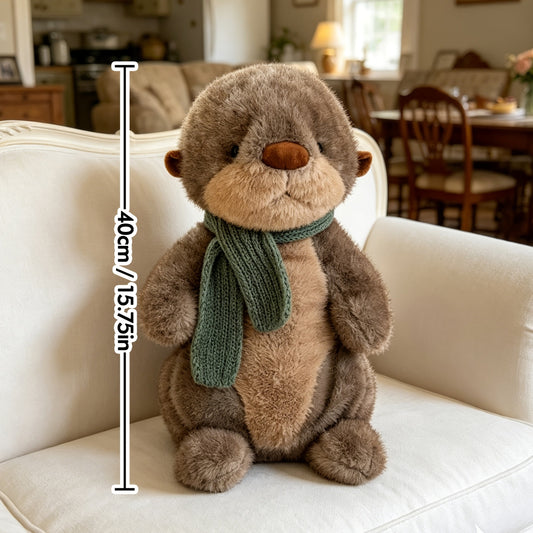 Large Weighted Sea Otter Plush – Soft Scarf Cuddle Toy
