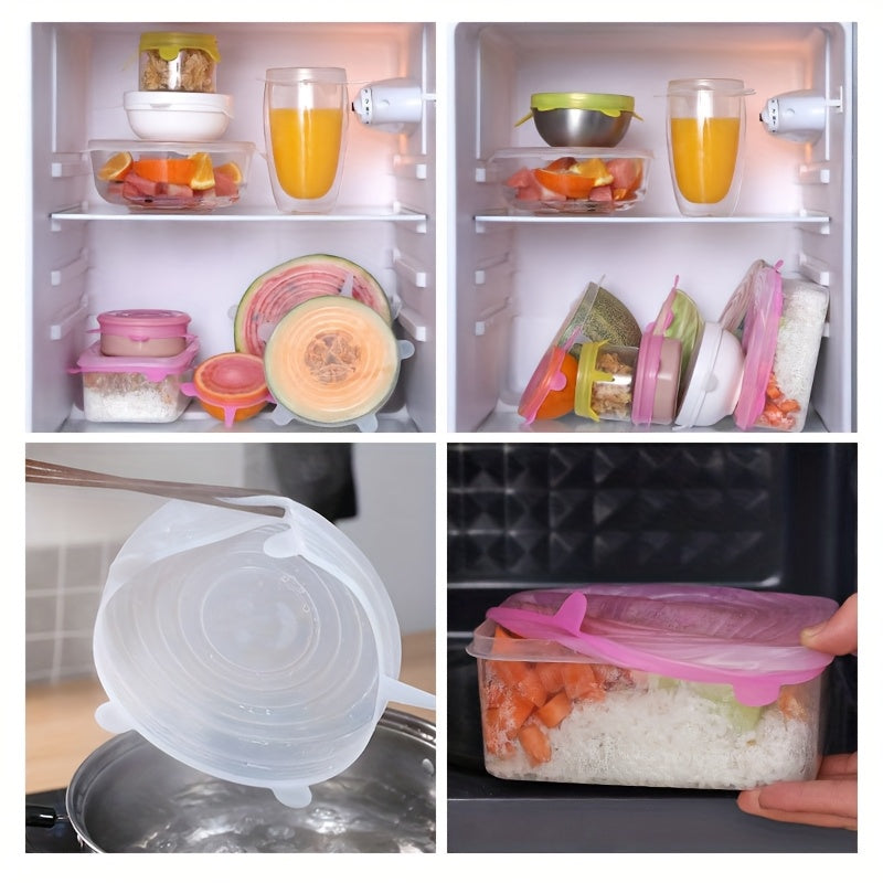 6-Piece Silicone Stretch Lids – Reusable Food Storage Covers
