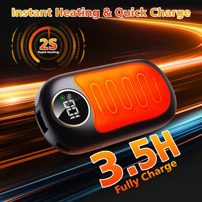 Rechargeable Hand Warmers 2-Pack – 4 Heat Levels, Power Bank & LED