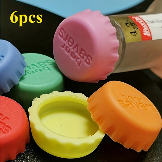 6-Piece Reusable Silicone Bottle Caps – Leak-Proof Sealers