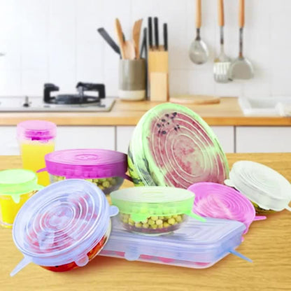 6-Piece Silicone Stretch Lids – Reusable Food Storage Covers