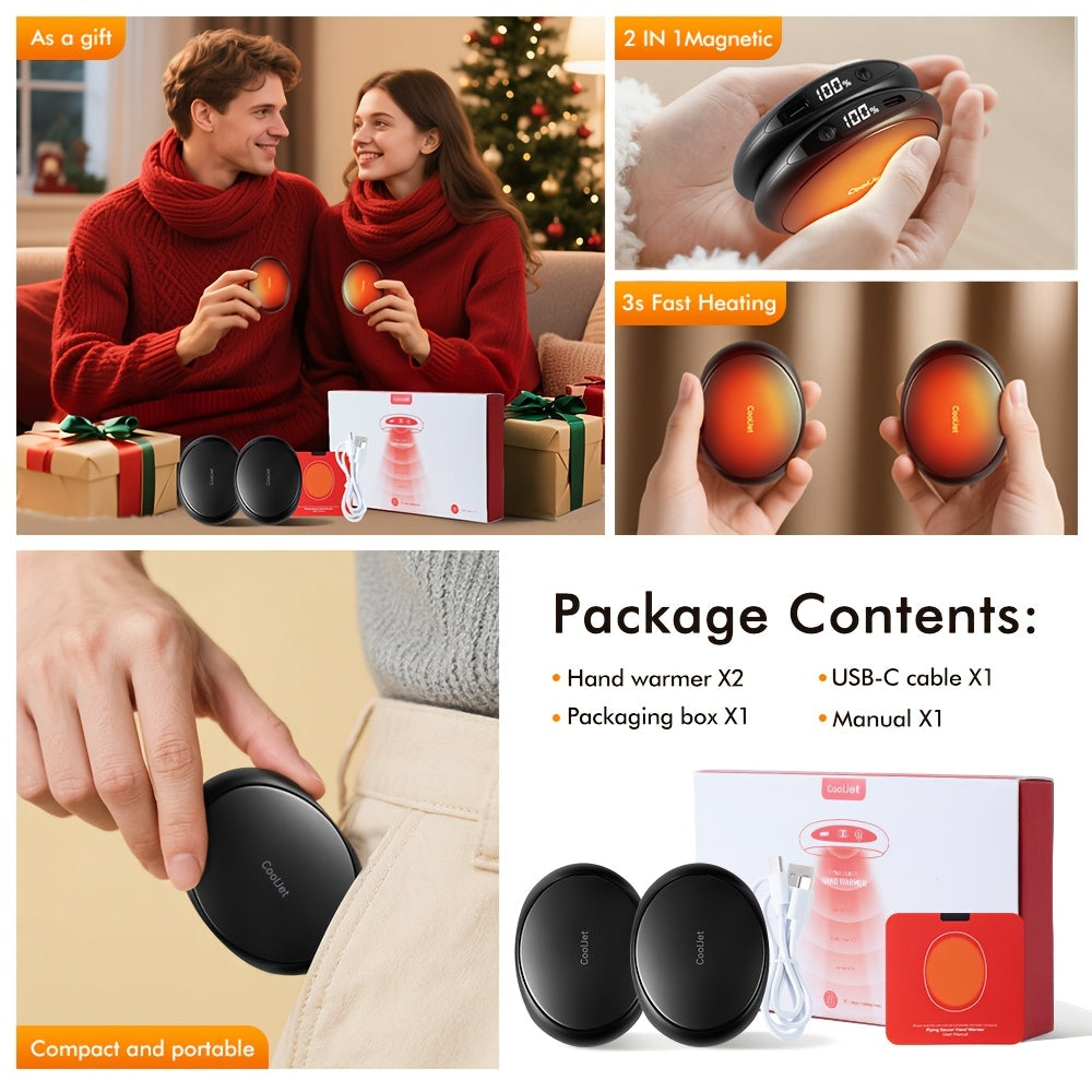 2-in-1 Magnetic Rechargeable Hand Warmers – 3 Heat Levels