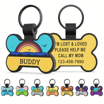 Personalized Silicone Bone-Shaped Pet ID Tag – Silent Engraved Design