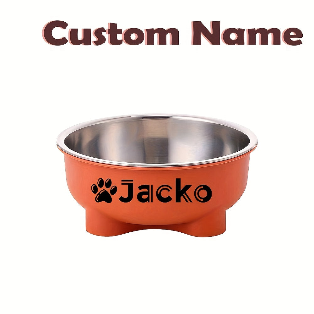 Customizable Plastic Pet Bowl with Personalized Name, Suitable for Dogs and Cats, Detachable Stainless Steel Design for Easy Cleaning, Perfect Pet Keepsake Gift