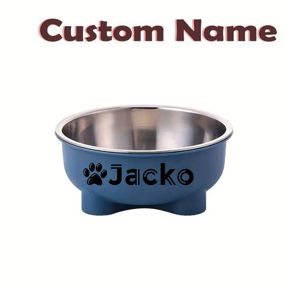 Customizable Plastic Pet Bowl with Personalized Name, Suitable for Dogs and Cats, Detachable Stainless Steel Design for Easy Cleaning, Perfect Pet Keepsake Gift