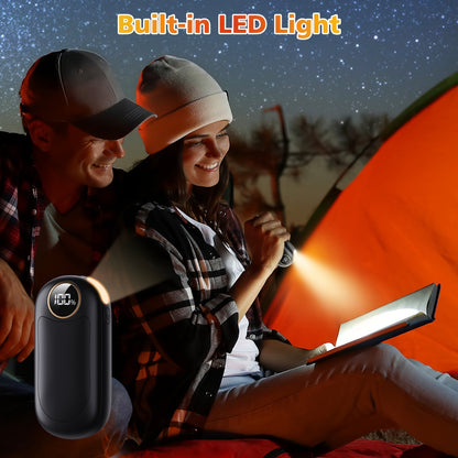 Rechargeable Hand Warmers 2-Pack – 4 Heat Levels, Power Bank & LED