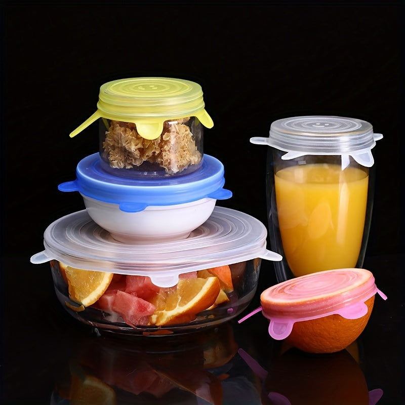 6-Piece Silicone Stretch Lids – Reusable Food Storage Covers
