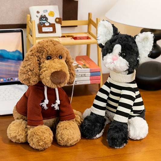 8.7" Weighted Animal Plush – Labrador & Cat Stuffed Toy