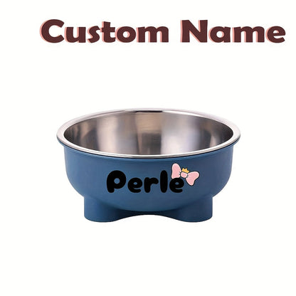 Customizable Plastic Pet Bowl with Personalized Name, Suitable for Dogs and Cats, Detachable Stainless Steel Design for Easy Cleaning, Perfect Pet Keepsake Gift