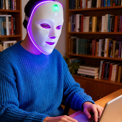 7-Color LED Facial Mask – USB Rechargeable Home Skincare Device