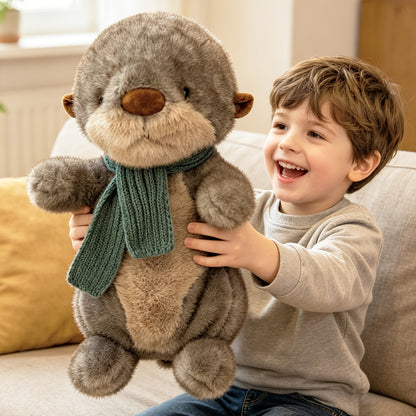 Large Weighted Sea Otter Plush – Soft Scarf Cuddle Toy