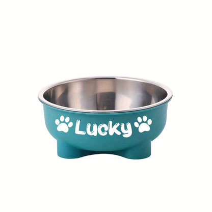 Customizable Plastic Pet Bowl with Personalized Name, Suitable for Dogs and Cats, Detachable Stainless Steel Design for Easy Cleaning, Perfect Pet Keepsake Gift