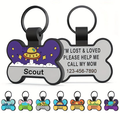 Personalized Silicone Bone-Shaped Pet ID Tag – Silent Engraved Design