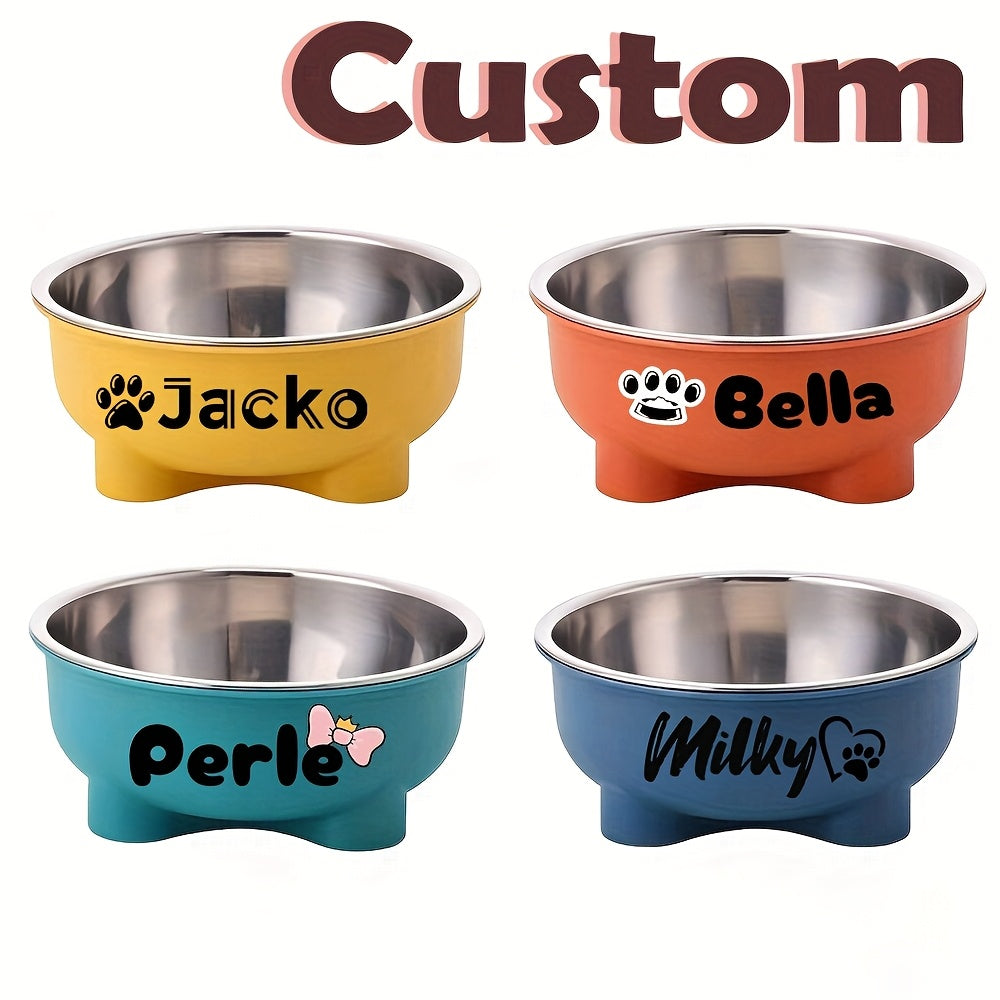 Customizable Plastic Pet Bowl with Personalized Name, Suitable for Dogs and Cats, Detachable Stainless Steel Design for Easy Cleaning, Perfect Pet Keepsake Gift