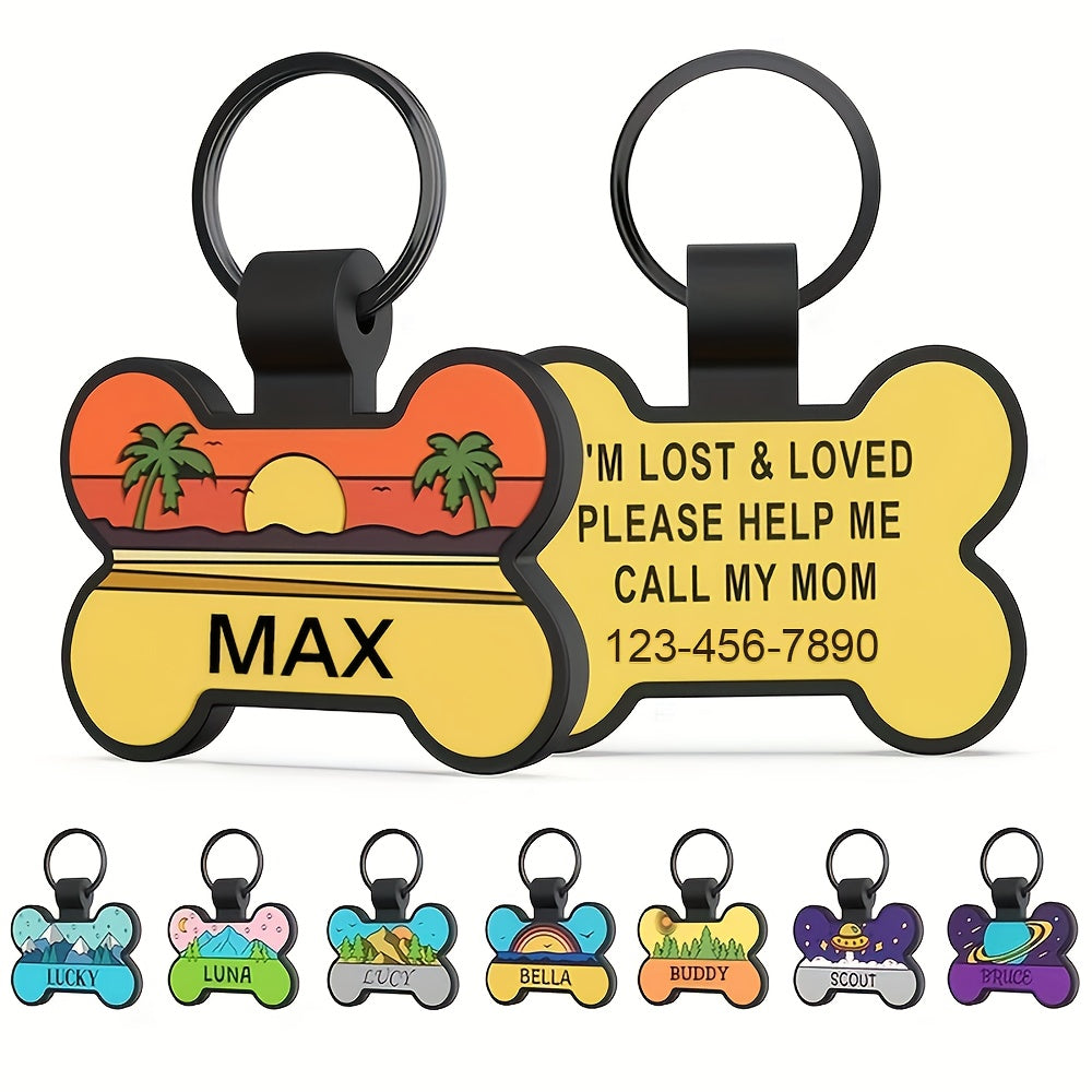 Personalized Silicone Bone-Shaped Pet ID Tag – Silent Engraved Design