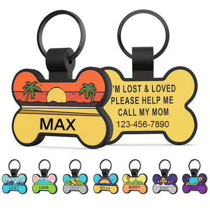 Personalized Silicone Bone-Shaped Pet ID Tag – Silent Engraved Design