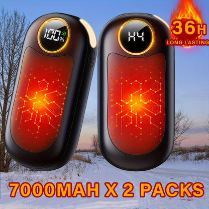 Rechargeable Hand Warmers 2-Pack – 4 Heat Levels, Power Bank & LED