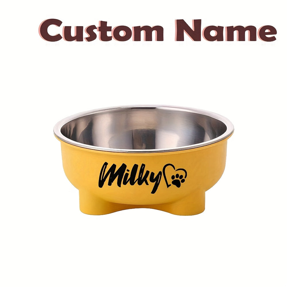 Customizable Plastic Pet Bowl with Personalized Name, Suitable for Dogs and Cats, Detachable Stainless Steel Design for Easy Cleaning, Perfect Pet Keepsake Gift