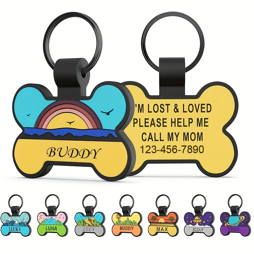 Personalized Silicone Bone-Shaped Pet ID Tag – Silent Engraved Design