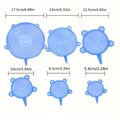 6-Piece Silicone Stretch Lids – Reusable Airtight Food Covers